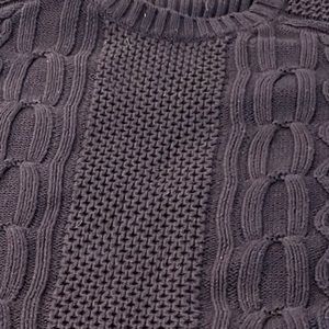 Cabi Blue Cable Knit Sweater size large With Zipper Detail at the bottom.